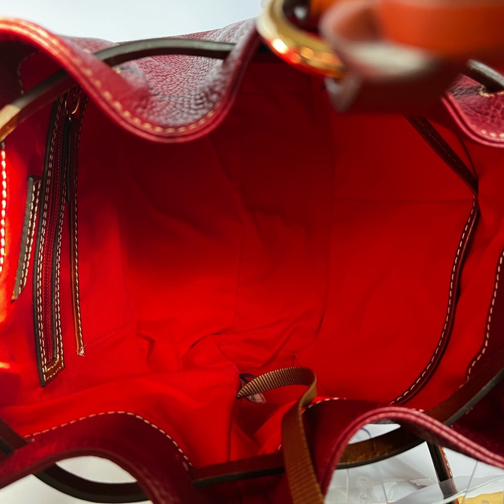 Dooney & Bourke Pebble Grain Tasha Drawstring Bag in Red - Picture 12 of 16